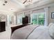 Bedroom features a tray ceiling, a ceiling fan, and an open ensuite bathroom at 2470 Anderson Estates Ct, Marietta, GA 30064