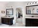 Main bathroom with double vanities and a view of the main bedroom at 2470 Anderson Estates Ct, Marietta, GA 30064