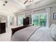 Main bedroom with tray ceilings, ceiling fan, large windows, and furniture at 2470 Anderson Estates Ct, Marietta, GA 30064