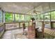 A screened porch with a ceiling fan, wooden deck, and natural light overlooks the backyard at 3719 Northbrook Ct, Atlanta, GA 30340