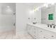 Bright bathroom featuring double vanity, modern fixtures, and a shower at 590 Arthur Rd, Canton, GA 30115