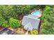 Stunning aerial view of the property, highlighting the pool, manicured landscaping, and expansive yard at 18 Mary Ne Ln, White, GA 30184