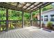 Relaxing covered deck offers a ceiling fan and view of the lush, wooded back yard at 18 Mary Ne Ln, White, GA 30184