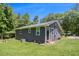 Charming home with dark siding, and a well-maintained lawn surrounded by lush greenery at 130 Driver St, Temple, GA 30179