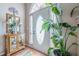 Sunlit entryway with hardwood floors, a decorative mirror, and a large decorative plant at 435 Flowering Trl, Grayson, GA 30017
