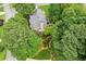 A stunning aerial view of a landscaped property nestled among mature trees at 750 Highview Ct, Woodstock, GA 30189