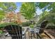 Relaxing backyard area with Adirondack chairs nestled in a quiet landscape at 750 Highview Ct, Woodstock, GA 30189