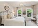 Bright bedroom with white bedding, natural light, and a decorative mirror for added elegance at 750 Highview Ct, Woodstock, GA 30189