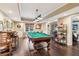 A finished basement game room has a pool table, a bar and a media center at 750 Highview Ct, Woodstock, GA 30189