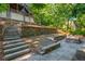 Inviting stone patio with a built-in fire pit, perfect for outdoor entertaining and enjoying the wooded views at 1496 Shadowrock Dr, Marietta, GA 30062
