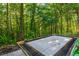 In-ground trampoline nestled in a wooded backyard, offering endless fun for and adults alike at 1496 Shadowrock Dr, Marietta, GA 30062