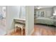 Bathroom adjoining bedroom features vanity area and vanity stool at 1412 Oakridge Cir, Decatur, GA 30033