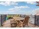 Spacious rooftop deck with seating, a dining table, and city skyline views at 87 Peachtree Sw St # 209, Atlanta, GA 30303