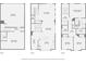 Three-story floorplan detailing the garage, Gathering room, kitchen, living and dining areas, bedrooms, and bathrooms at 2300 Whiteoak Drive Southeast Se Dr, Smyrna, GA 30080