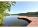 Scenic lake view with a wooden dock, perfect for fishing or relaxing by the water at 2484 Mossy Branch Dr, Snellville, GA 30078
