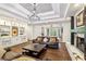Spacious living room with fireplace, built-ins, and dark wood floors, flowing into open floor plan at 5860 Riverwood Dr, Sandy Springs, GA 30328