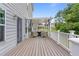Stylish back deck featuring wood flooring, pergola, railing, and outdoor seating at 3390 Meadow Grass Drive, Dacula, GA 30019