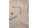 Bathroom with grab bars and flower-themed wallpaper for accessibility and charm at 206 River Run Dr, Atlanta, GA 30350