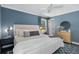 Cozy bedroom featuring stylish decor, a comfortable bed, a ceiling fan and complementary furniture at 1055 Delmont Ter, Roswell, GA 30075