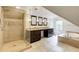 Bathroom boasts a glass shower, soaking tub and double vanity at 3707 Dunwoody Club Dr, Atlanta, GA 30350