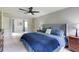 Spacious main bedroom with a large bed, dresser, ceiling fan, and ensuite bathroom access at 3707 Dunwoody Club Dr, Atlanta, GA 30350