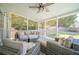 Screened-in porch offers comfortable seating and a view of the backyard at 4610 Admiral Ridge Way, Lilburn, GA 30047