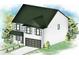 Illustration of a two-story home with white siding, dark green roof, and a two-car garage at 192 Paces Lakes Pt, Dallas, GA 30157