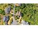 Aerial view of estate home with lush surrounding greenery and circular drive, nestled in a neighborhood at 89 Somerset Ln, Cartersville, GA 30121