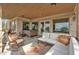 Charming covered patio with stone columns, comfortable seating, and a hot tub for relaxing and enjoying the outdoor views at 89 Somerset Ln, Cartersville, GA 30121
