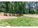 Well-maintained backyard with healthy lawn and new wood fence at 510 Whistlestop Dr, Woodstock, GA 30189
