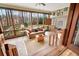 Bright sun room with many windows looking out to a large wooded yard and a comfy tan sofa at 2796 County Line Rd, Acworth, GA 30101