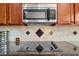 Close up shot of the kitchen cooktop, microwave and backsplash at 3086 Frazier Walk, Decatur, GA 30033
