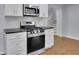 Modern kitchen features stainless steel appliances, granite countertops, and white cabinets at 1585 Melanie Ct, Decatur, GA 30032