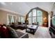 Spacious living room boasting vaulted ceilings, abundant natural light, and comfortable furnishings, perfect for relaxation at 3620 Chartwell Dr, Suwanee, GA 30024