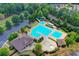 Aerial view showcasing the community pool and surrounding green landscaping at 3070 Ascot Ln, Roswell, GA 30076