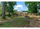 Spacious backyard with mature trees and room for recreational activities at 919 Rock Oak Ln, Lawrenceville, GA 30046