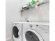 Functional laundry room featuring a side-by-side washer and dryer with storage shelves above at 200 Cherokee Reserve Cir, Canton, GA 30115