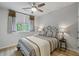 Cozy bedroom with a patterned bedspread, decorative pillows and coordinated lamps at 421 Retreat Ln, Canton, GA 30114