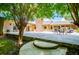 A spacious backyard with a stone patio, perfect for outdoor dining and relaxation at 1050 Denton Rd, Douglasville, GA 30134