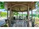 Well-appointed gazebo with an outdoor seating area overlooking beautifully landscaped grounds at 1050 Denton Rd, Douglasville, GA 30134