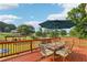 Spacious backyard deck with outdoor dining and relaxing views of the large private yard at 3480 Indian Shoals Rd, Dacula, GA 30019