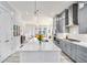Gorgeous kitchen with stainless appliances, gas range, stylish cabinetry and a spacious island at 710 Elmwood Way, Roswell, GA 30075