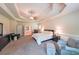 Spacious carpeted main bedroom featuring trey ceiling and sitting area at 265 Enfield Ln, Mcdonough, GA 30252