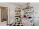 Well-organized kitchen with checkerboard floors, vintage stove and mint green accents at 2669 Jefferson Terrace Ter, East Point, GA 30344