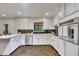 Modern kitchen boasting white cabinets, stainless appliances, and black tile backsplash at 4655 Latimer Ne Ct, Kennesaw, GA 30144