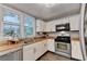 Modern kitchen with white cabinets, wooden counters, and stainless steel appliances at 10000 Barston Ct, Johns Creek, GA 30022