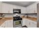 Kitchen area featuring wooden countertops, stainless steel appliances, and white cabinetry at 10000 Barston Ct, Johns Creek, GA 30022