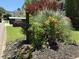 Close-up of a decorative mailbox surrounded by lush greenery and colorful flower arrangements at 10000 Barston Ct, Johns Creek, GA 30022
