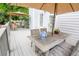 Inviting outdoor deck featuring a wooden table, chairs, and umbrella for shaded relaxation and entertaining at 1764 Defoor Nw Ave, Atlanta, GA 30318