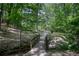 Wood path and bridge surrounded by trees and greenery with a creek and a nature trail at 1764 Defoor Nw Ave, Atlanta, GA 30318